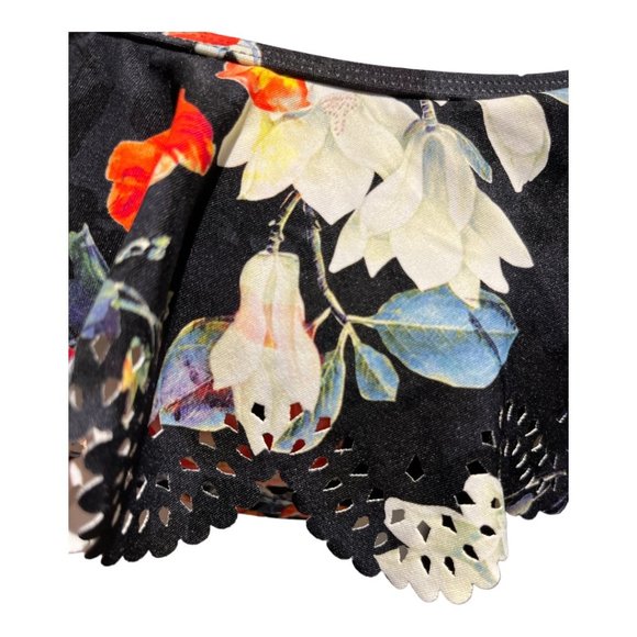 AZURA AUSTRALIA Bikini Top Size 10 Ruffles Laser Cutout Floral Very Cute - Picture 8 of 12